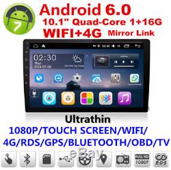 10.1 2Din Touch Screen Quad-Core Car Stereo Radio GPS Mirror Link Android 6.0