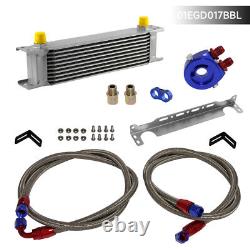 10 Row AN8 Engine Oil Cooler WithBracket + 3/416 & M20 Filter Adapter Hose Kit BL