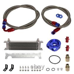 10 Row AN8 Engine Oil Cooler WithBracket + 3/416 & M20 Filter Adapter Hose Kit BL