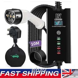 10M Cable EV Charging Type 2 3 Pin UK Plug Electric Vehicle Car Charger 8/10/13A