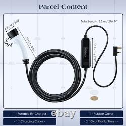 13A EV Charging Cable Type 2 UK Plug 3 Pin Electric Vehicle Car Charger Portable