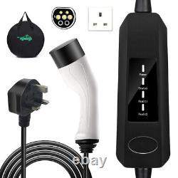 13A Portable 10M Cable Electric Vehicle Car Charger Type 2 UK Plug 3 Pin