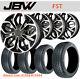 18 Jbw Fst Satin Black/hl Alloy Wheels+tyres To Suit Ford Transit Custom Set 4