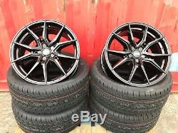 18 Transit Spyder Alloy Wheels + Tyres Black Ford Transit Custom Van 1250kg