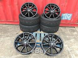 18 Transit Spyder Alloy Wheels + Tyres Black Ford Transit Custom Van 1250kg