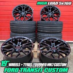 19 Aluwerks Xt1 Alloy Wheels Black St Fit Ford Transit And Custom + Tyres