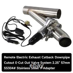 2.25 Electric Exhaust Catback Downpipe Cutout E-Cut out Valve + Switch Control