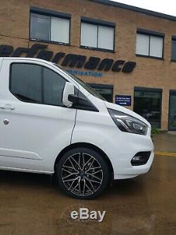 20 Mesh Load Rated Alloy Wheels & Tyres Black Polished Fits Ford Transit Custom