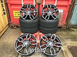 20 Velocity Load Rated Black Alloy Wheels & Tyres Fit Ford Transit Custom New