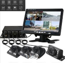 4CH Car Mobile DVR Security Video Recorder withCameras LCD Monitor Panoramic 360°