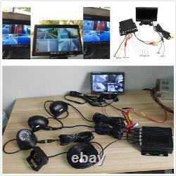 4CH DVR Video Recorder Box 7'' Monitor Side Front Rear View Camera For Bus Truck