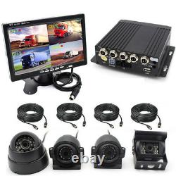 4CH DVR Video Recorder Box 7'' Monitor Side Front Rear View Camera For Bus Truck