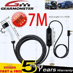 7M Protable 13A EV Charging Cable Type 2 UK Plug 3 Pin Electric Vehicle Charger