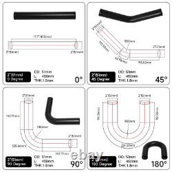 8PCS Universal Aluminum 2.0 51mm Intercooler Piping Pipe Kit & T-Bolt Clamps BK