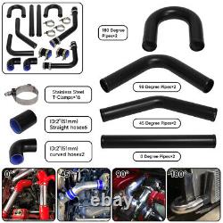 8PCS Universal Aluminum 2.0 51mm Intercooler Piping Pipe Kit & T-Bolt Clamps BK