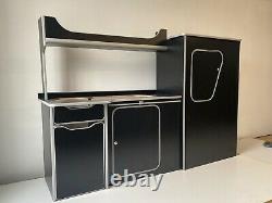 ASSEMBLED Camper Van Furniture Ford Transit Custom SWB Black/Silver 1 DAY BUILD