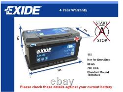 Battery fits FORD TRANSIT CUSTOM 1.0 2.0D 2.2D 12 to 23 Exide 110 700A 80Ah New