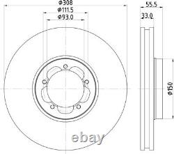 Brake Discs Pair Front Vented 308 mm Diameter MDC2719 Mintex