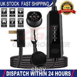 EV Charging Cable Type 2 UK Plug 3 Pin Electric Vehicle Car Charger Protable 13A