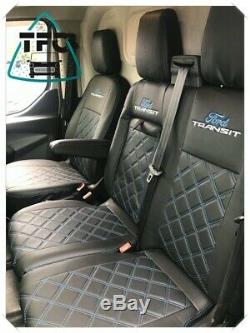 FORD TRANSIT CUSTOM SEAT COVERS 2+1 FULL ECO LEATHER And 3 Logos
