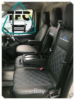 FORD TRANSIT CUSTOM SEAT COVERS 2+1 FULL ECO LEATHER And 3 Logos
