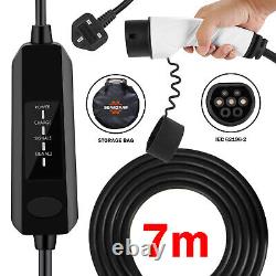 Fast Type 2 EV Charging Cable UK Plug 3 Pin Electric Vehicle Car Charger 13A 7M