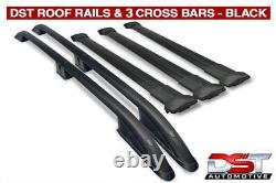 Fits Ford Transit Custom Black Roof Rack Rails & 3 Crossbar Set Lwb