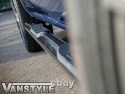 Fits Ford Transit Custom Swb 18 23 Gloss Black Side Step Bars 4 Steps Slash Cut