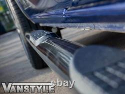 Fits Ford Transit Custom Swb 18 23 Gloss Black Side Step Bars 4 Steps Slash Cut
