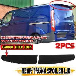 For Ford Transit Custom Carbon Style Rear Twin Barn Door Roof Spoiler 2012-2020