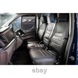 Ford Transit Custom 12 24 Driver & Double Passenger Seat Covers-Leather Black