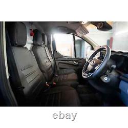 Ford Transit Custom 12 24 Driver & Double Passenger Seat Covers-Leather Black