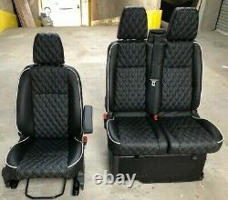 Ford Transit Custom 2+1 Front Seats & Rock Roll Bed Matching Bentley Upholstery