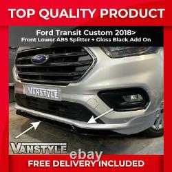 Ford Transit Custom 2018 Sport Style Lower Front Splitter & Black Lip Add-on