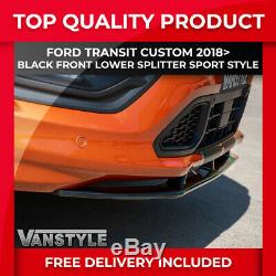 Ford Transit Custom 2018 Sport Style Lower Front Splitter Black Lip Add-on Trim