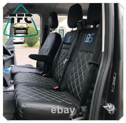 Ford Transit Custom 6 Seater Seat Covers Full Eco Leather & Alcantara 3 Logos