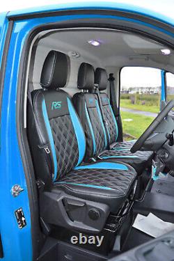 Ford Transit Custom Black Leatherette With Blue Inserts and RS Logos