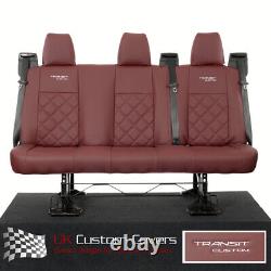 Ford Transit Custom Leader (2013+) Leatherette Rear Seat Covers & Logo 838 Red