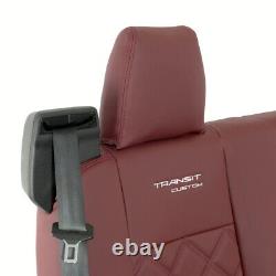 Ford Transit Custom Leader (2013+) Leatherette Rear Seat Covers & Logo 838 Red