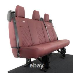 Ford Transit Custom Leader (2013+) Leatherette Rear Seat Covers & Logo 838 Red
