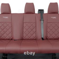 Ford Transit Custom Leader (2013+) Leatherette Rear Seat Covers & Logo 838 Red