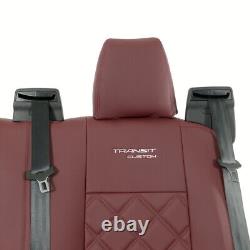 Ford Transit Custom Leader (2013+) Leatherette Rear Seat Covers & Logo 838 Red