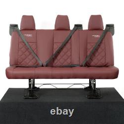 Ford Transit Custom Leader (2013+) Leatherette Rear Seat Covers & Logo 838 Red