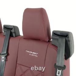 Ford Transit Custom Leader (2013+) Leatherette Rear Seat Covers & Logo 838 Red