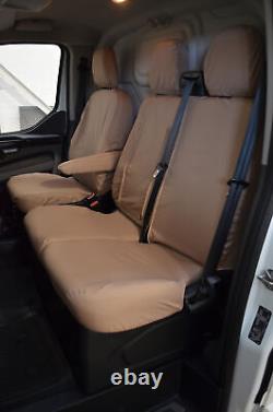 Ford Transit Custom PHEV 2019+ Waterproof Beige Front 3 WithTray Seat Covers