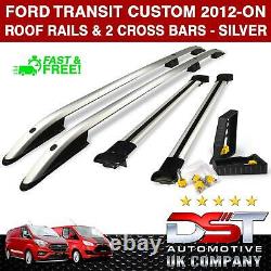 Ford Transit Custom Roof Rails & Cross Bars Rack Set LWB SATIN SILVER DST 2012
