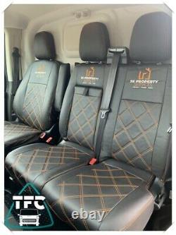 Ford Transit Custom SEAT COVERS FULL ECO LEATHER Bentley Stitching and 3 logos
