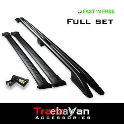 Ford Transit Custom SWB Roof Rail and Cross Bar Rack Set Black with load stops