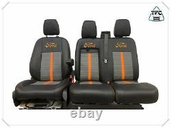 Ford Transit Custom Seat Covers 2+1 Eco Leather Horizontal Stitching New Design