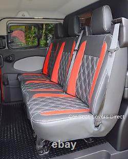 Ford Transit Custom Sport Van Tailored Seat Covers Black & Red Diamonds logos